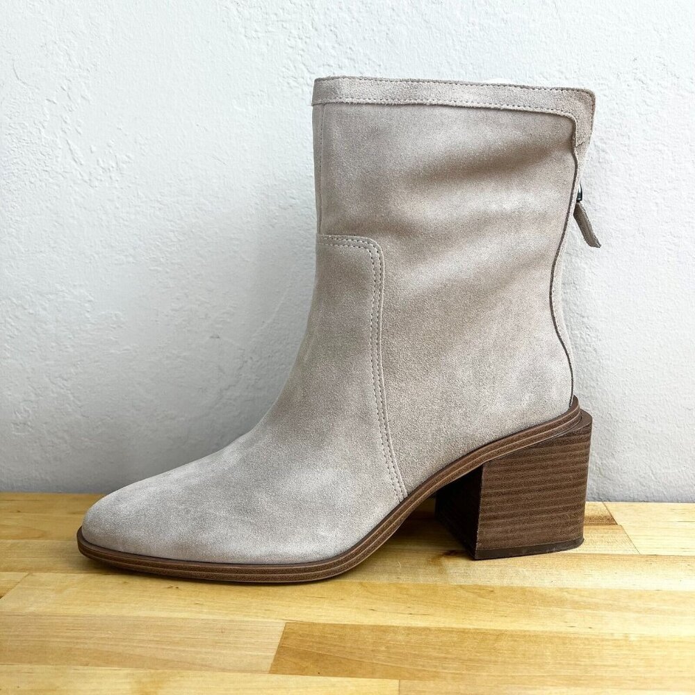 Vince Camuto Kortimy Boots Size 11 M Almond Beige Verona Suede Leather Mid Shaft